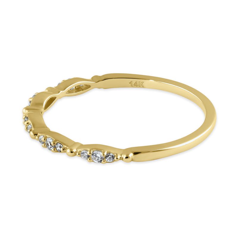 Solid 14K Gold Thin Half Eternity Round CZ Ring