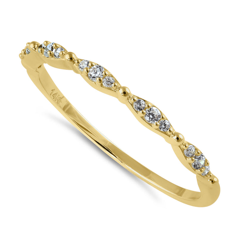 Solid 14K Gold Thin Half Eternity Round CZ Ring