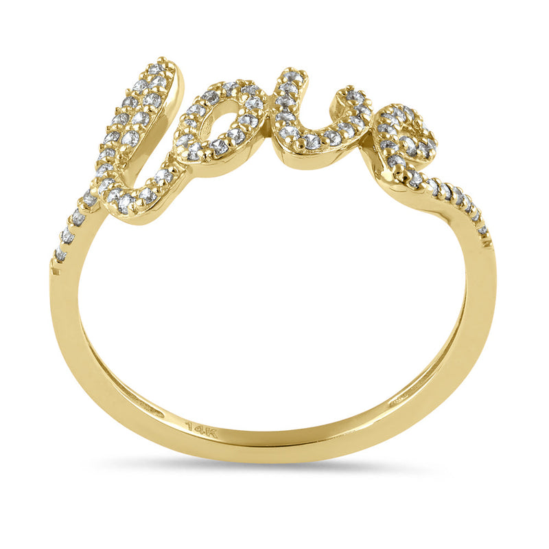 Solid 14K Gold Large Love CZ Ring