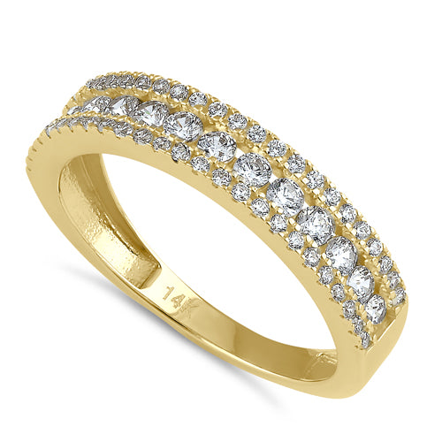 Solid 14K Gold Layered CZ Engagement Ring