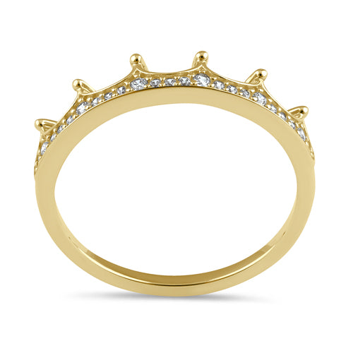 Solid 14K Gold Dainty Crown CZ Ring