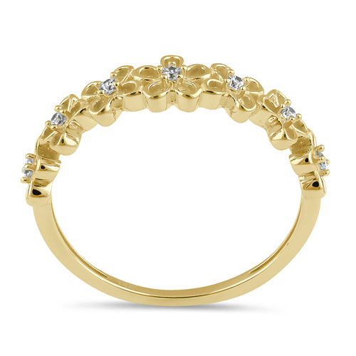 Solid 14K Gold Flower CZ Ring