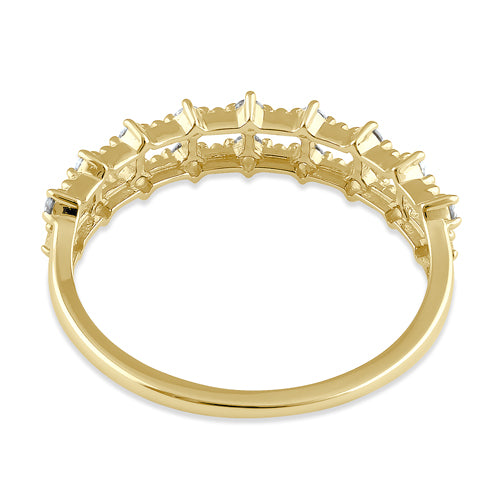 Solid 14K Gold Layered Beaded CZ Ring