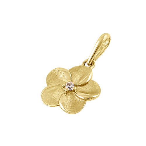 Solid 14K Gold Plumeria Diamond Pendant