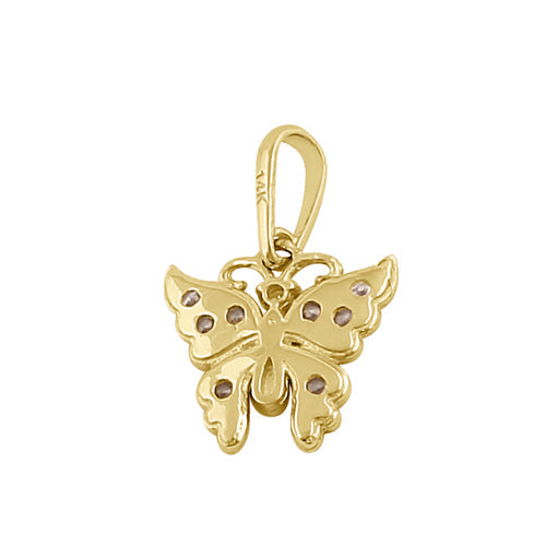 Solid 14K Gold Butterfly Diamond Pendant