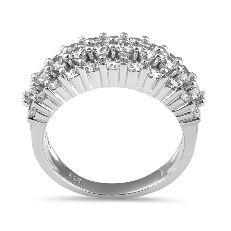 Sterling Silver Triple Row Half Eternity Ring