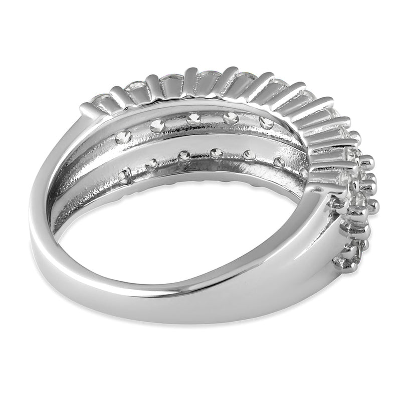 Sterling Silver Triple Row Half Eternity Ring