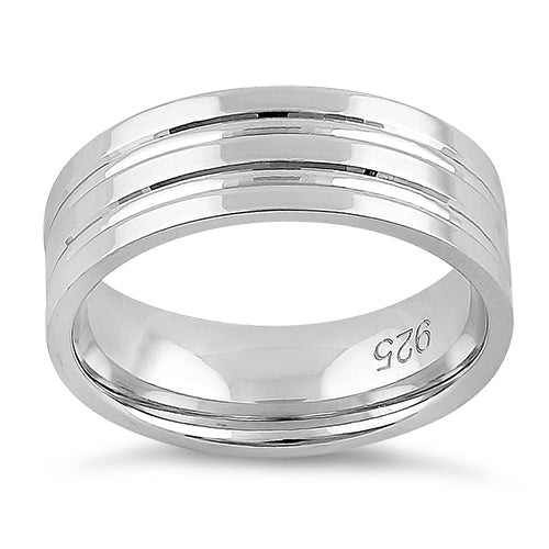 Sterling Silver Double Line Wedding Band