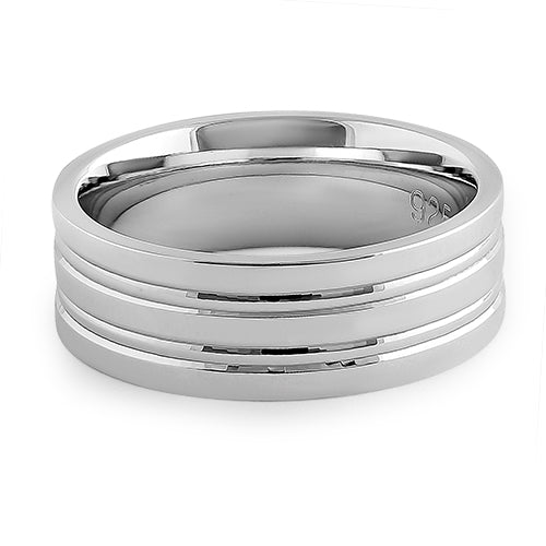 Sterling Silver Double Line Wedding Band