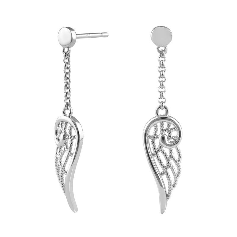 Sterling Silver Dangle Wing Earrings