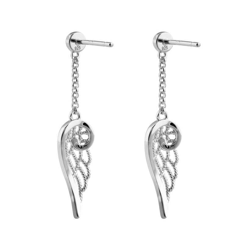 Sterling Silver Dangle Wing Earrings