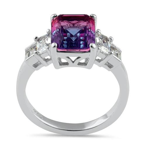 Sterling Silver Bicolor Blue Purple Ombre CZ Ring