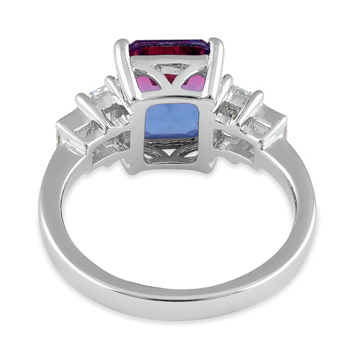 Sterling Silver Bicolor Blue Purple Ombre CZ Ring