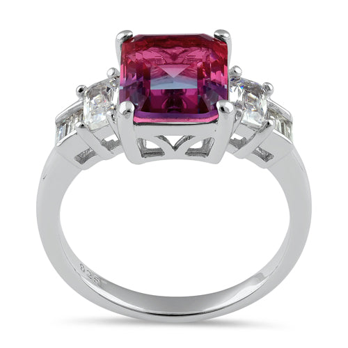 Sterling Silver Bicolor Blue Pink Ombre CZ Ring