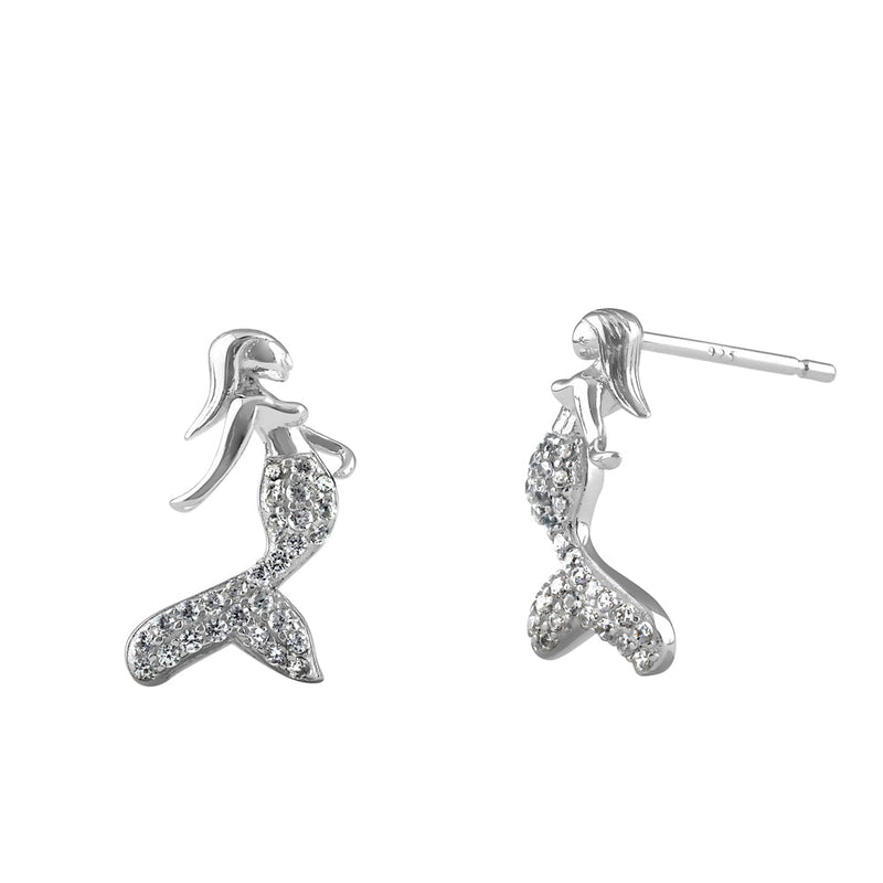 Sterling Silver Mermaid CZ Earrings