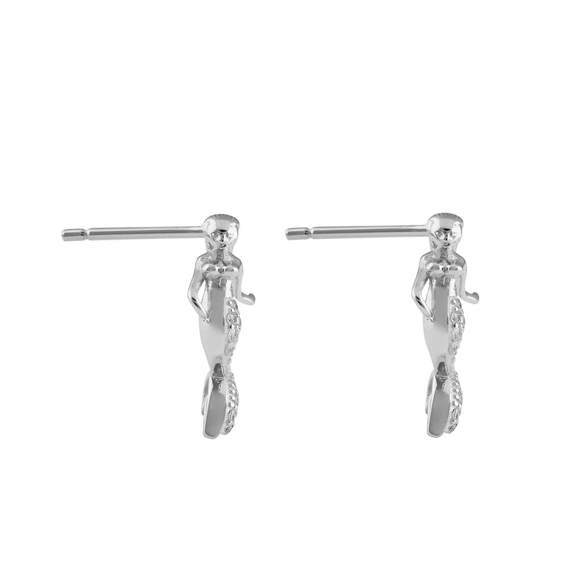 Sterling Silver Mermaid CZ Earrings