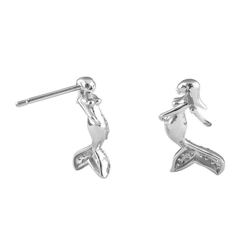 Sterling Silver Mermaid CZ Earrings