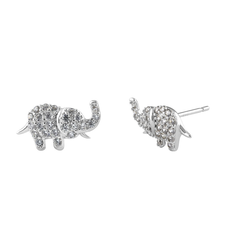 Sterling Silver Elephant CZ Earrings