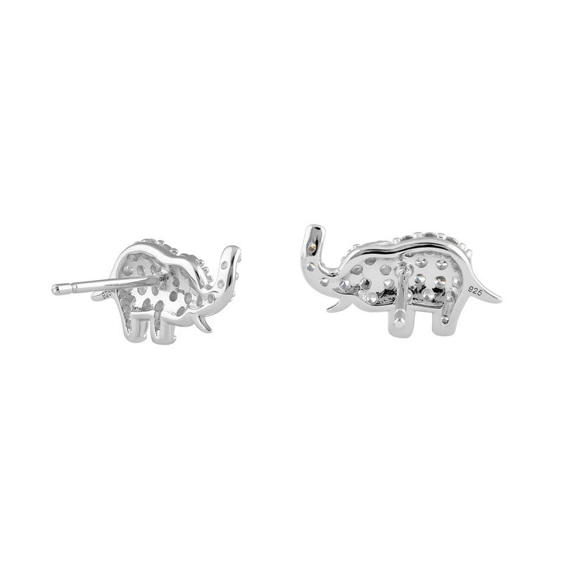 Sterling Silver Elephant CZ Earrings