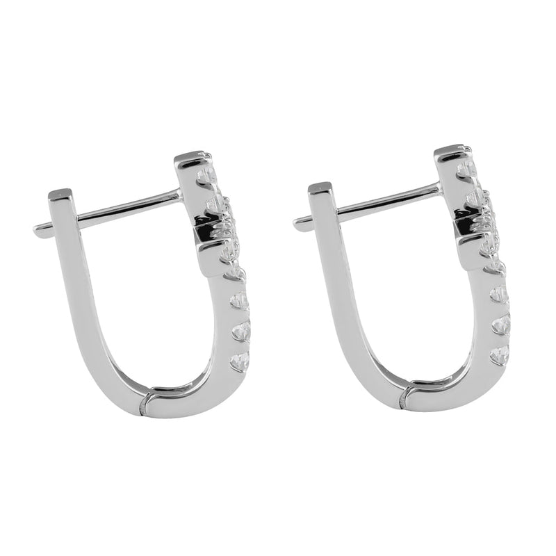 Sterling Silver Cross Hoop CZ Earrings