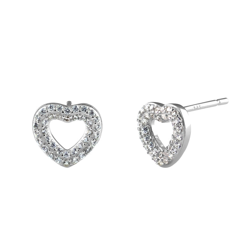 Sterling Silver Heart CZ Earrings