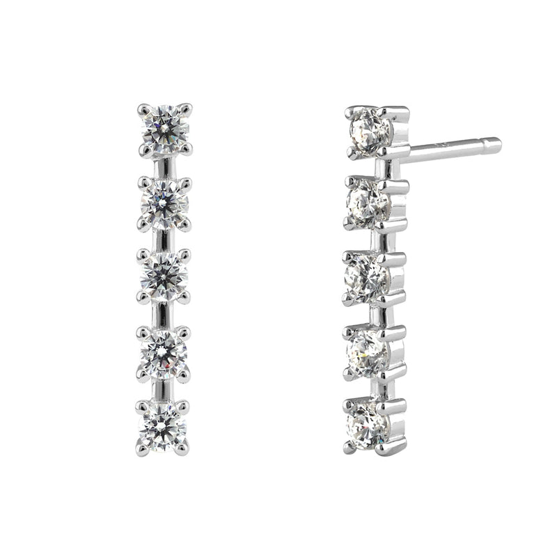 Sterling Silver CZ Bar Earrings