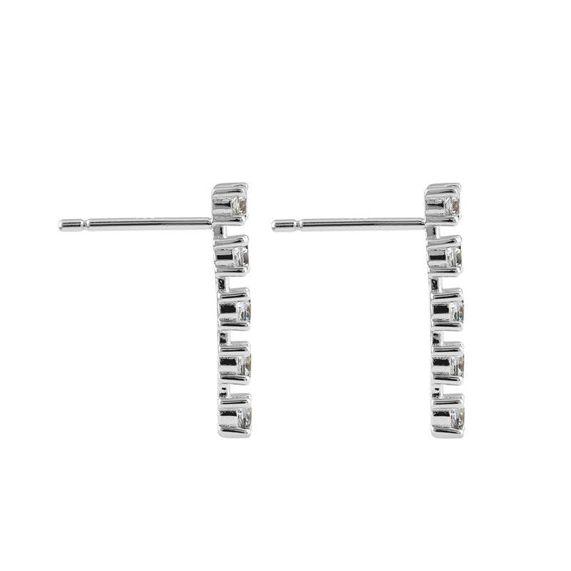 Sterling Silver CZ Bar Earrings