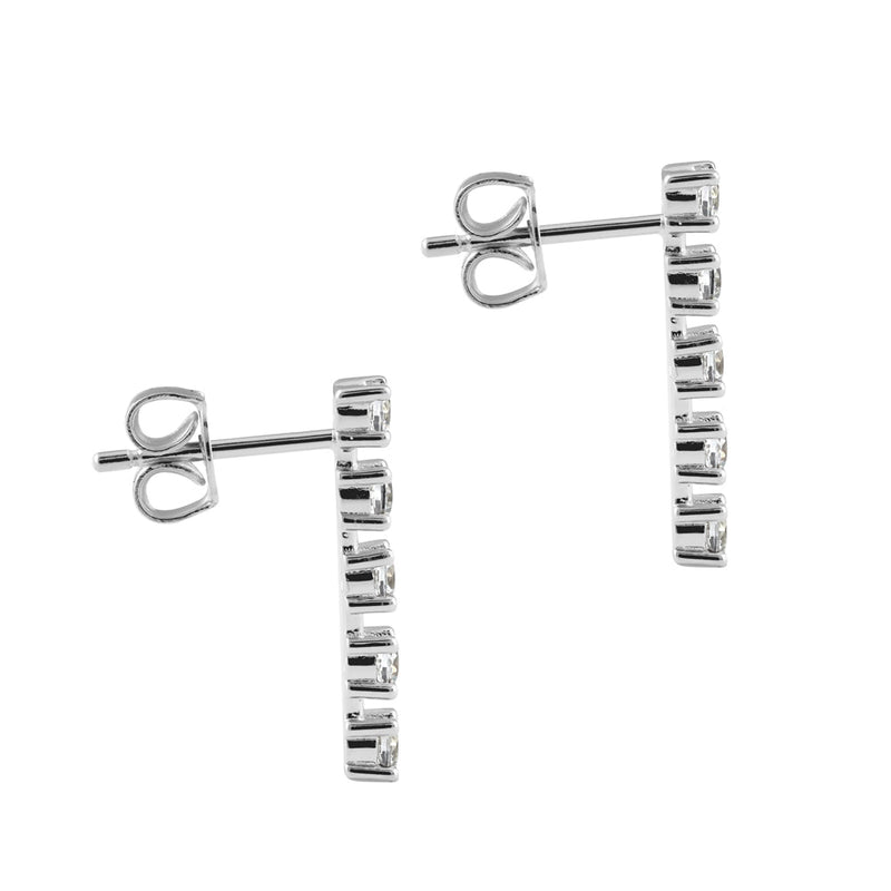 Sterling Silver CZ Bar Earrings