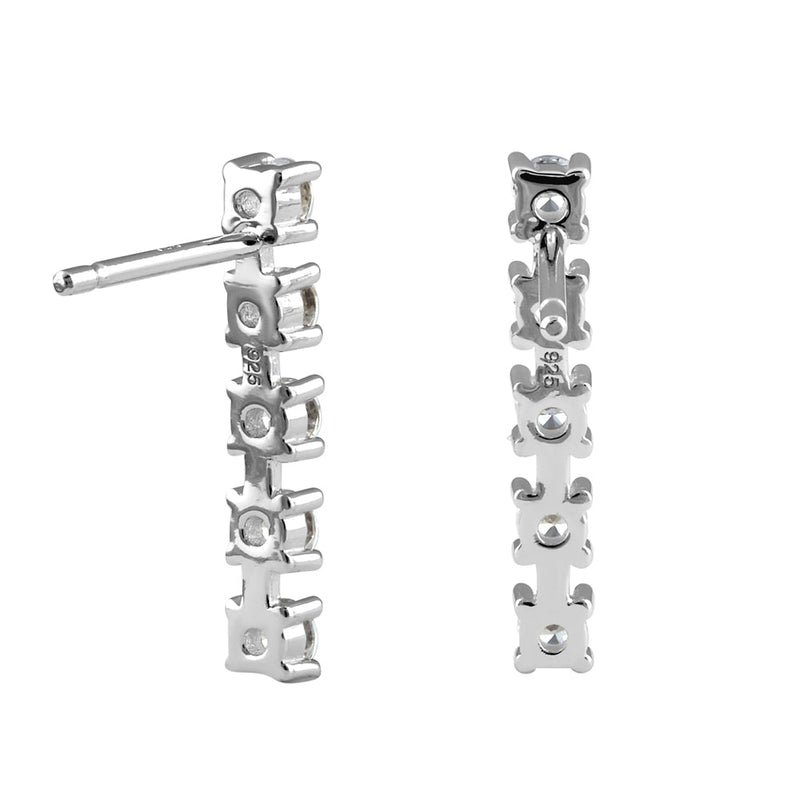 Sterling Silver CZ Bar Earrings