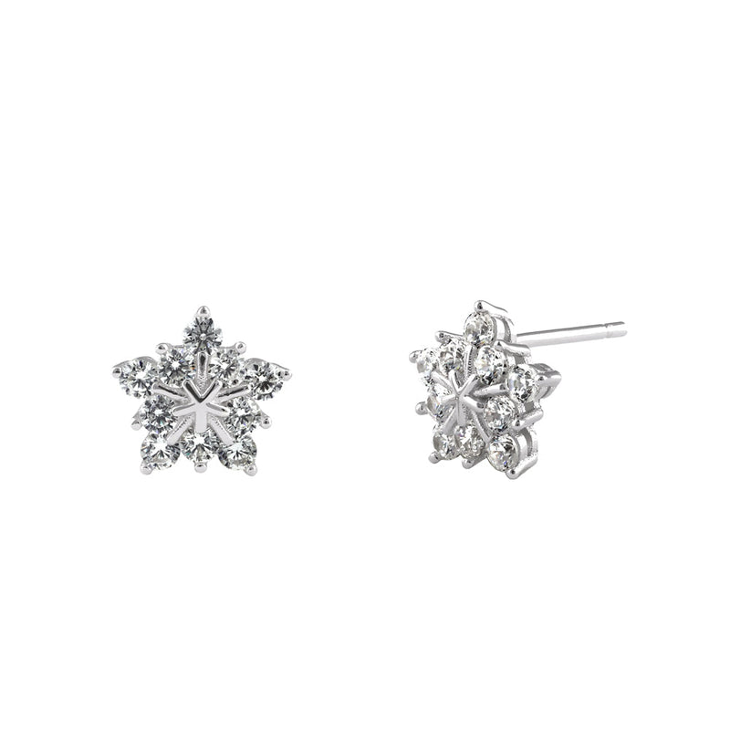 Sterling Silver Flower Star CZ Earrings