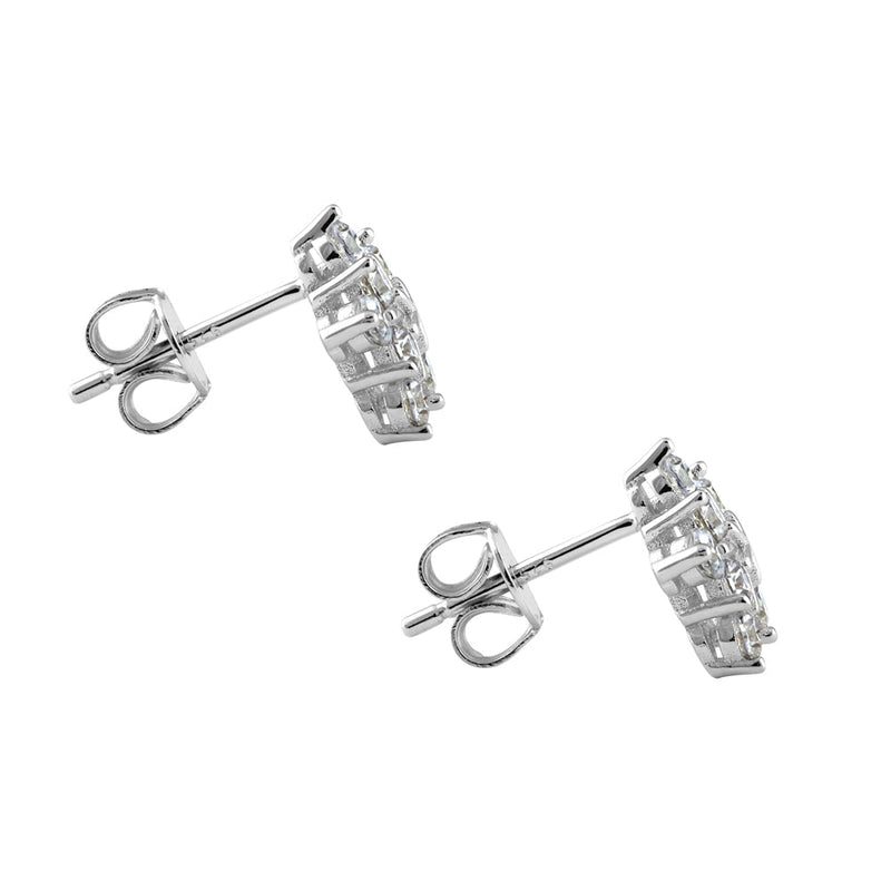 Sterling Silver Flower Star CZ Earrings