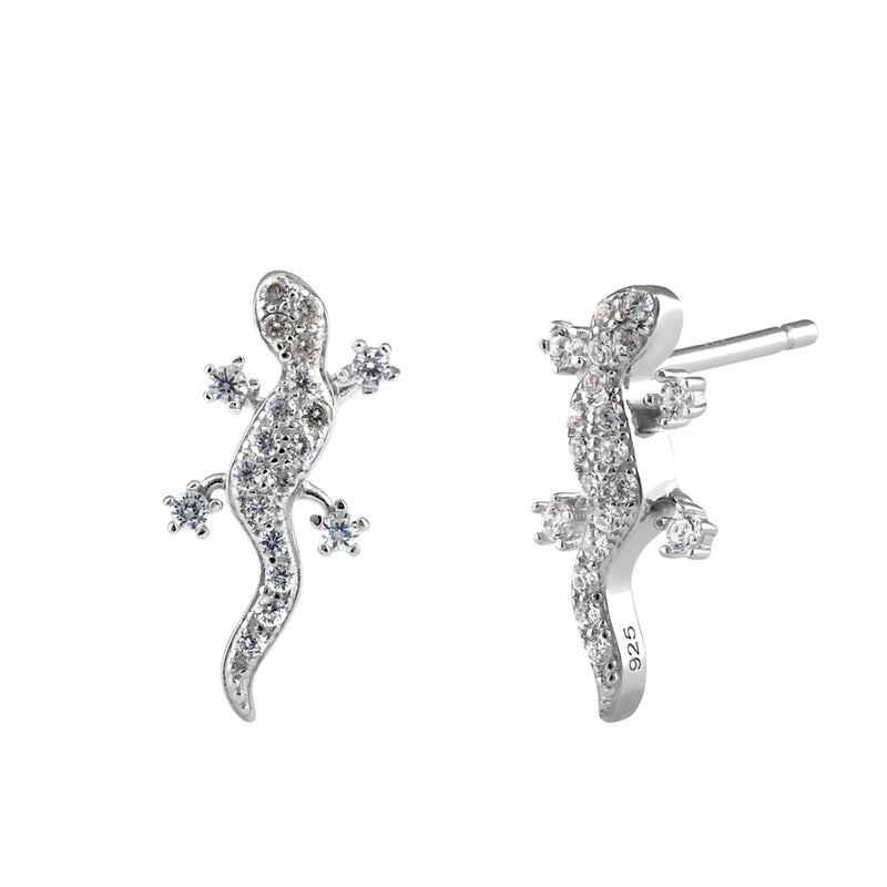 Sterling Silver Lizard CZ Earrings