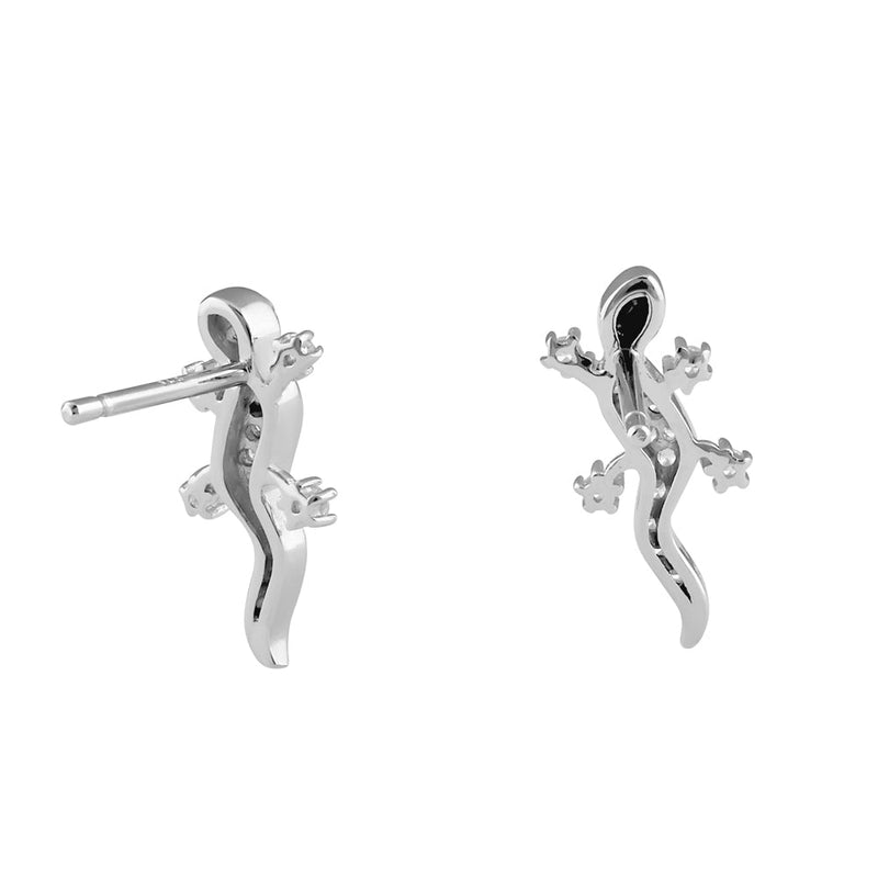 Sterling Silver Lizard CZ Earrings