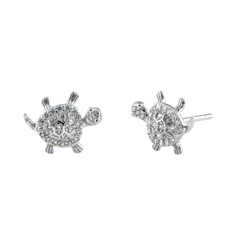 Sterling Silver Sea Turtle CZ Earrings