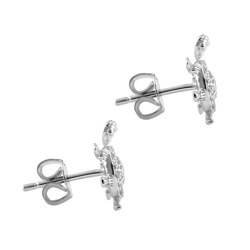 Sterling Silver Sea Turtle CZ Earrings