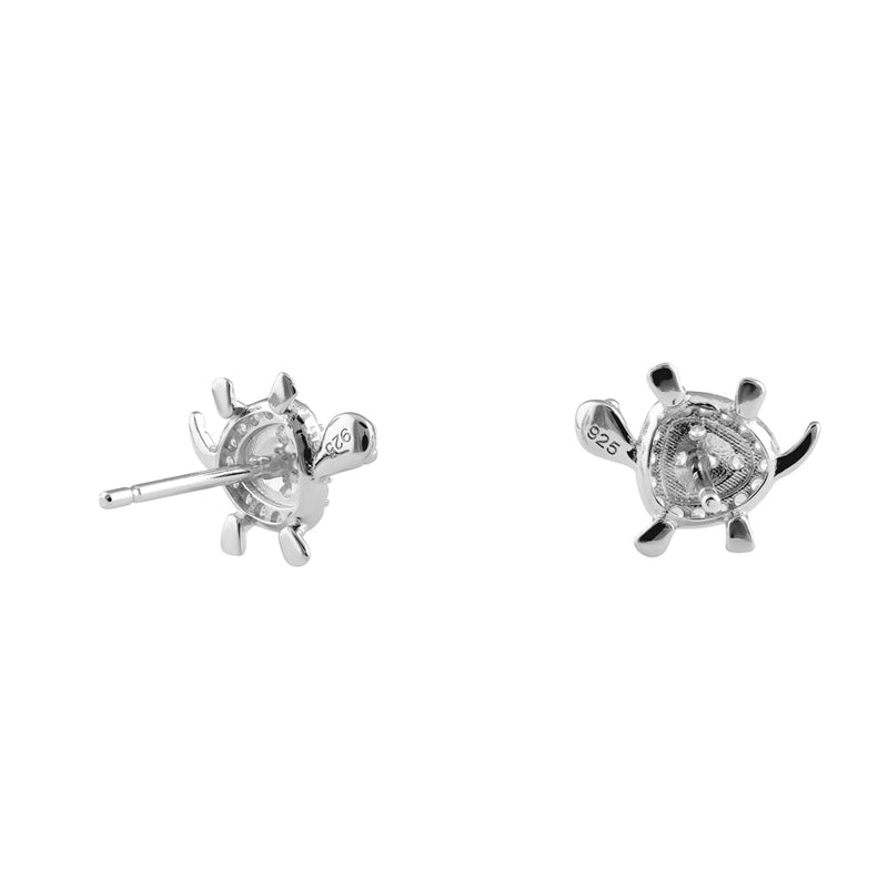 Sterling Silver Sea Turtle CZ Earrings