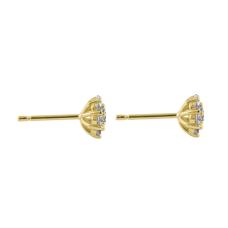 Sterling Silver Yellow Gold Plated Flower CZ Earrings