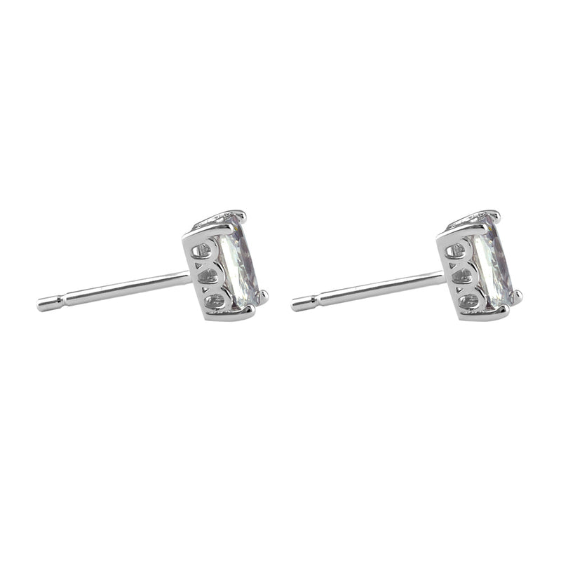 Sterling Silver Emerald Cut CZ Earrings