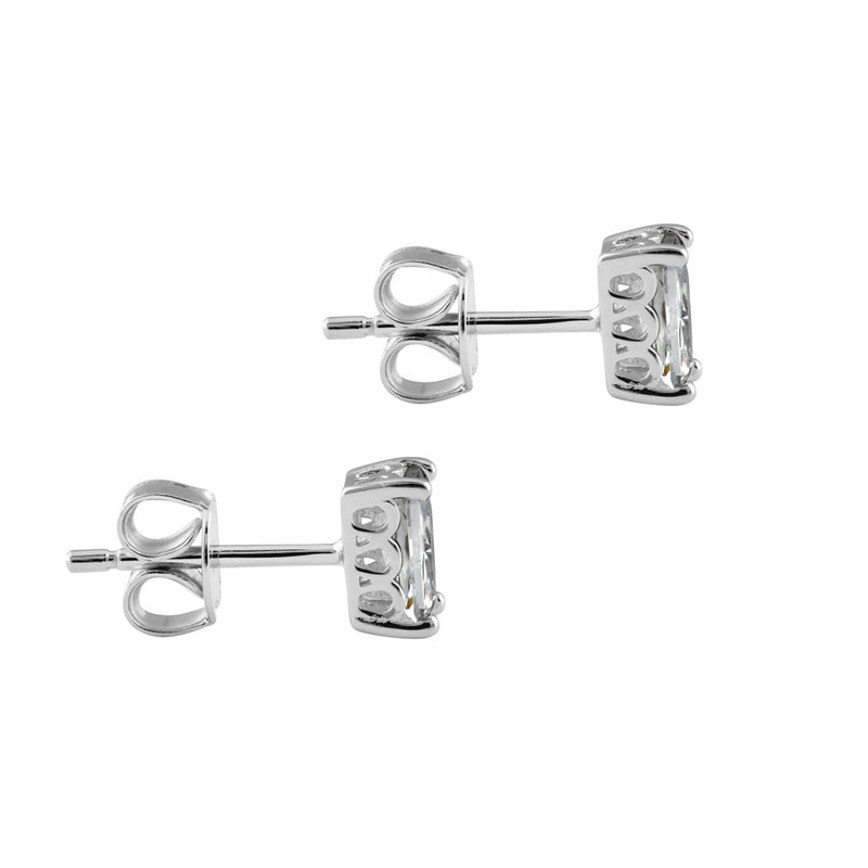 Sterling Silver Emerald Cut CZ Earrings