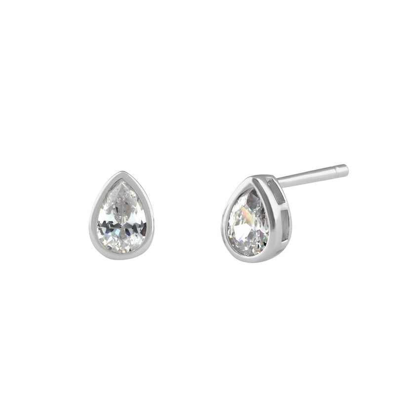 Sterling Silver Pear CZ Earrings