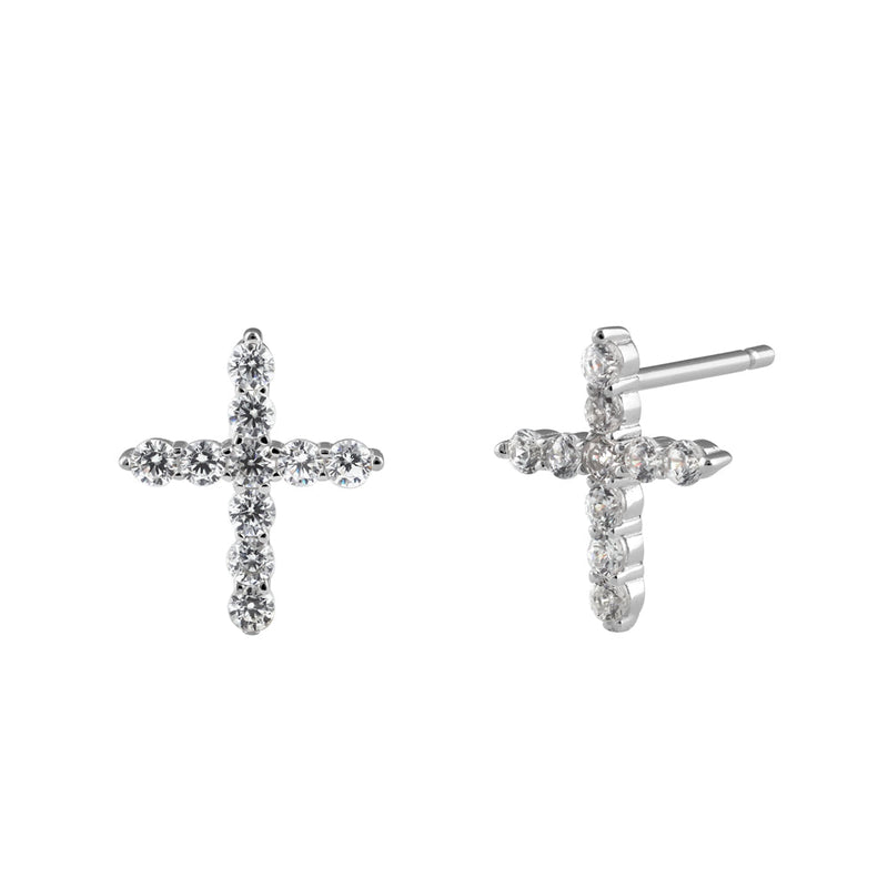 Sterling Silver Cross Stud Earrings