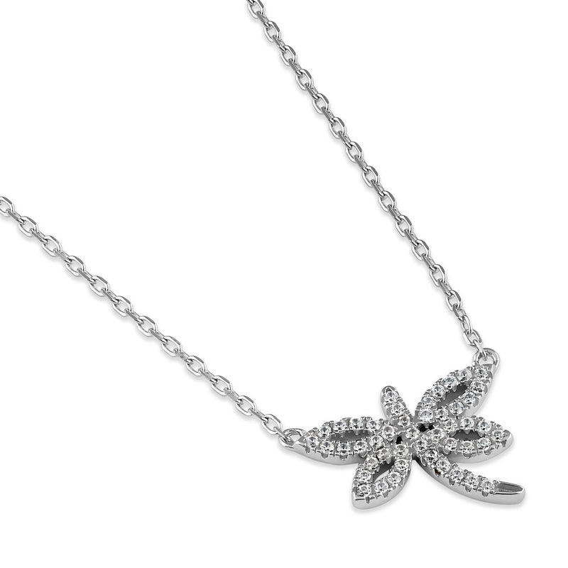 Sterling Silver Dragonfly CZ Necklace