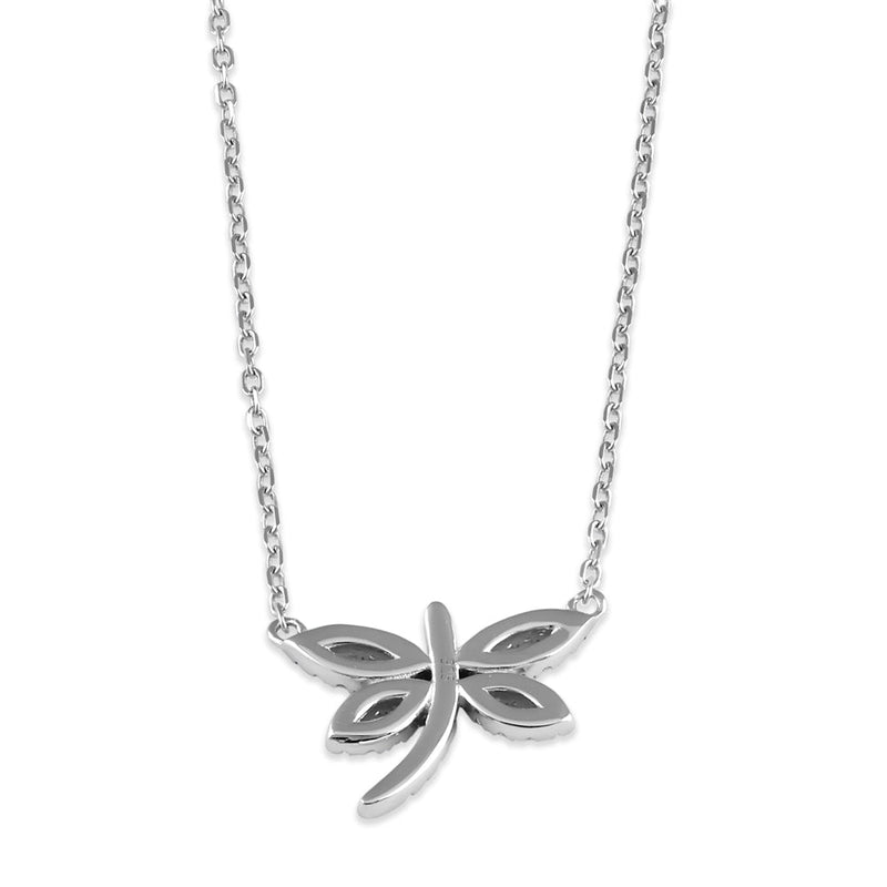 Sterling Silver Dragonfly CZ Necklace