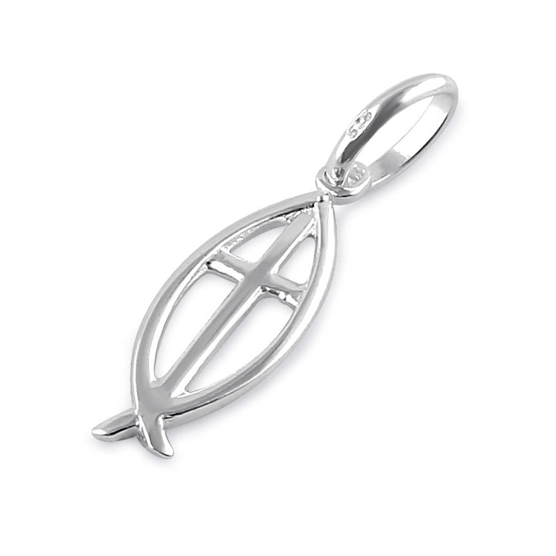 Sterling Silver Fish Cross Pendant