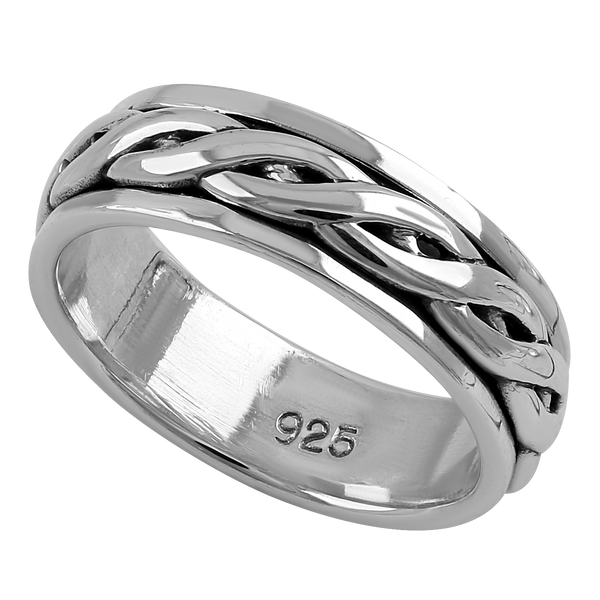 Sterling Silver 6MM Knot Spinner Ring