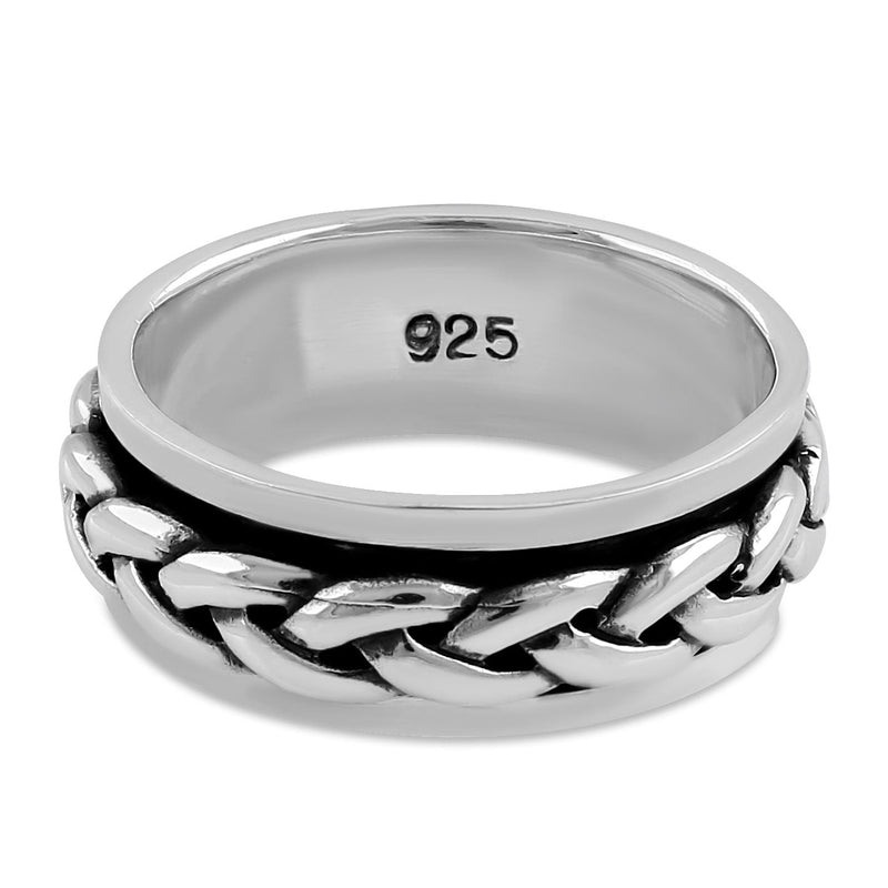 Sterling Silver 7MM Knot Spinner Ring