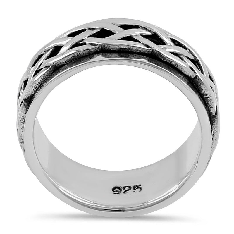 Sterling Silver 8MM Knot Spinner Ring