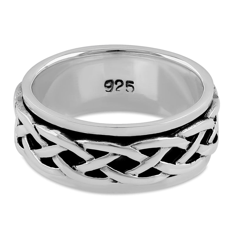 Sterling Silver 8MM Knot Spinner Ring