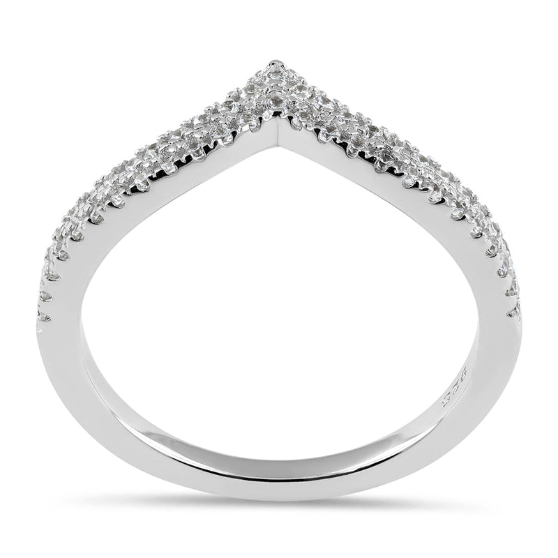 Sterling Silver Trendy Pave Chevron CZ Ring