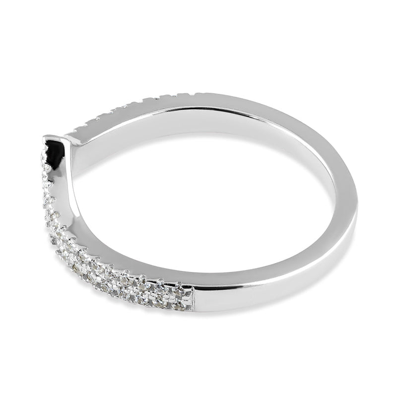 Sterling Silver Trendy Pave Chevron CZ Ring